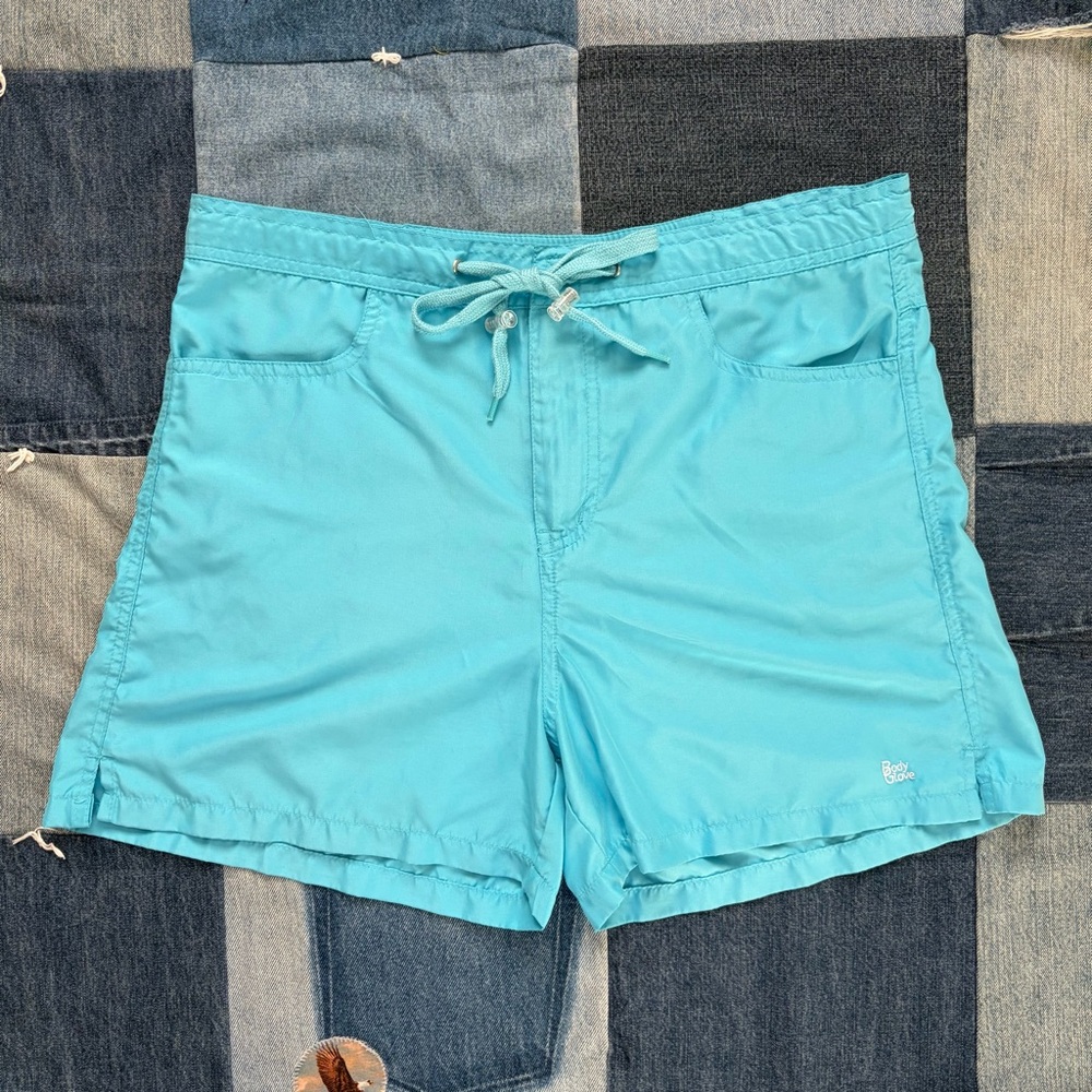 vtg y2k 90s body glove board shorts swim blue size M